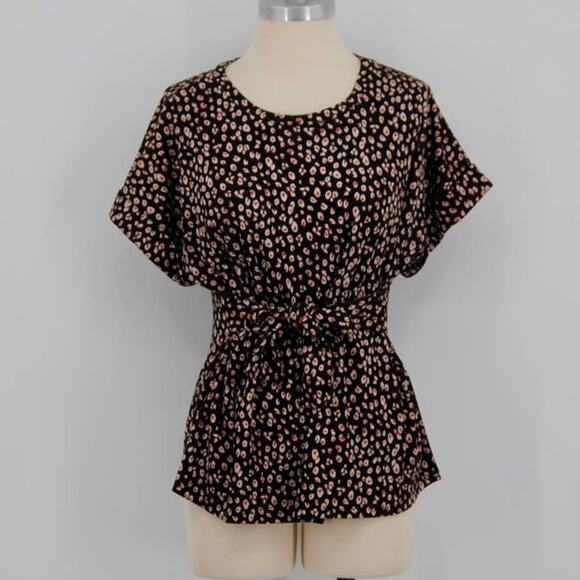 Emelia Animal Print Front Tie Blouse - Picture 1 of 6